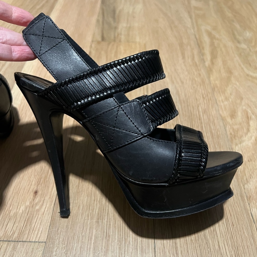 YSL Saint Laurent platform slingback heels black sz 37.5